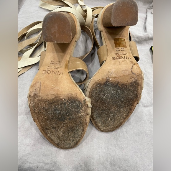 VINCE wrap sandals with chunky wooden heel - Picture 2 of 6